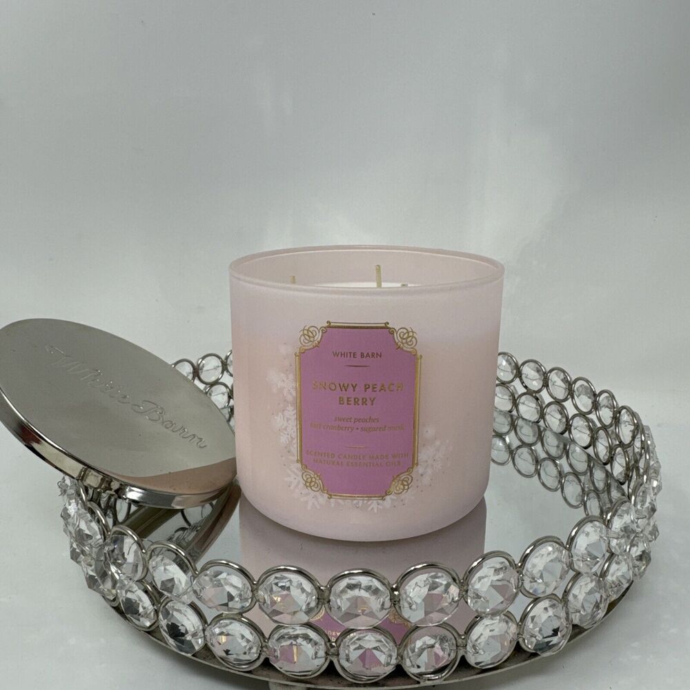 Bath & Body Works Snowy Peach Berry 3-Wick 14.5oz Candle ~ New Discontinued HTF